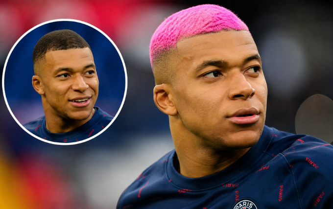mbappe cheveux rose